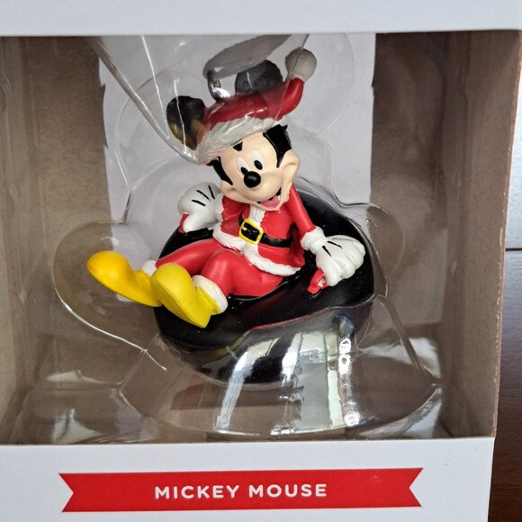 Disney Hallmark Christmas tree ornament Mickey Mouse on a tire red Santa suit - Picture 2 of 6